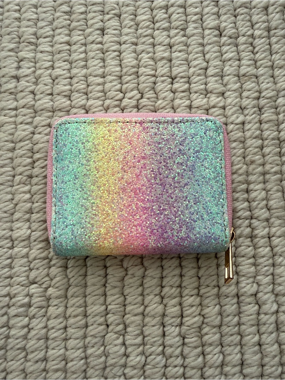 Pastel rainbow glitter wallet